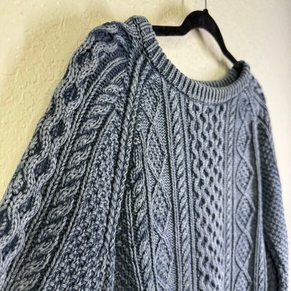 LL BEAN SIGNATURE Sweater Small Cable Knit Fisherman Tunic Oversized Side Zipper - Picture 7 of 14